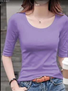 Light Purple Scoop Neck Women's Top
